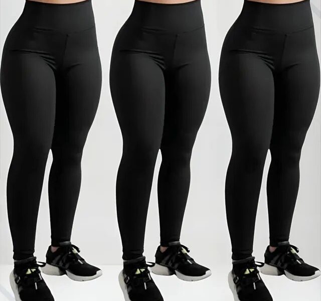 Calça Legging Kit 3 Grossa Suplex Cós Alto Leg Reforçada