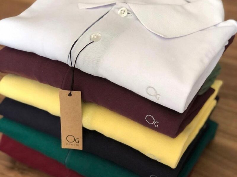 Camisa Masculina Social Gola Polo Ogochi Slim Manga Curta