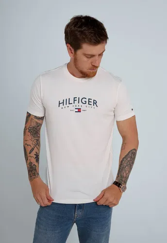 Camiseta Tommy Hilfiger Básica Masculina Off White Ny 1985