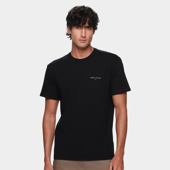 Camiseta Tommy Jeans Linear Chest Masculina – Preto | Netshoes