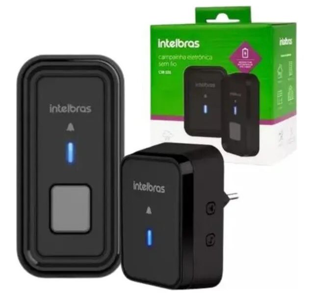 Campainha Sem Fio Cib 101 Intelbras Alcance Até 100 Metros Cor Preto