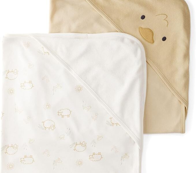 Carter’s Toalha com capuz para bebês (pacote com 2 amarelos/marfim)