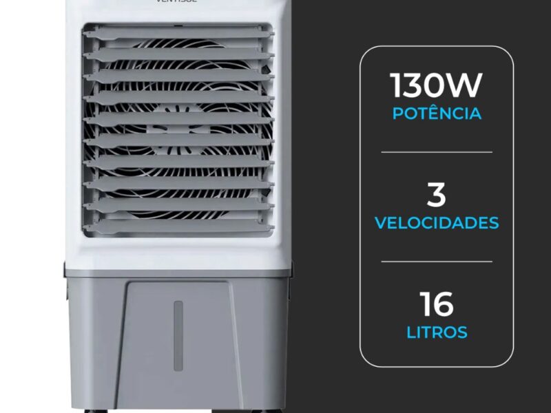 Climatizador de Ar Frio Portátil Ventisol 16L 130W – Ventila, Umidifica e Climatiza e Filtra