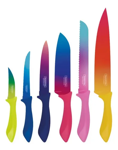 Conjunto de facas coloridas multicoloridas Tramontina Colorcut de 6 peças