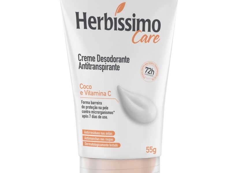 Creme Desodorante Antitranspirante Herbíssimo Bisnaga Care Coco E Vitamina C 55g