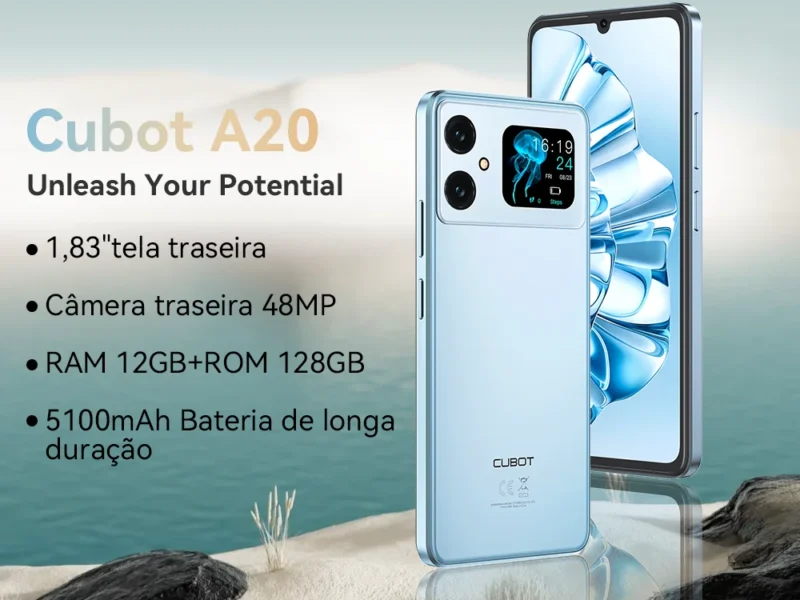 Cubot A20, Smartphone Android 14, 12 GB de RAM (4 GB + 8 GB estendidos) + 128 GB de ROM, tela HD+ de 90 Hz e 6,745 polegadas, bateria de 5100 mAh, câmera de 48 MP, Face ID, 4G celular, OTG celulares