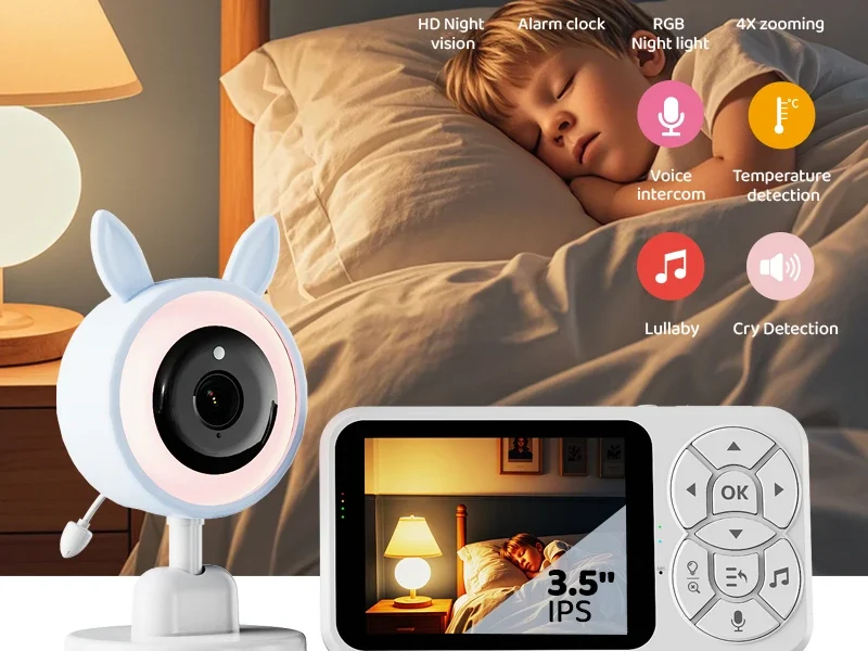 Danmini novo monitor de bebê com luz noturna rgb de 3.5