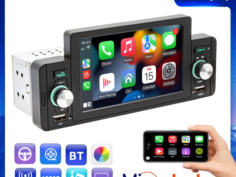 ESSGOO Rádio Estéreo De Carro 5 ” HD 1 Din Com Mirror link Bluetooth MP5 Player FM/USB Touch Screen