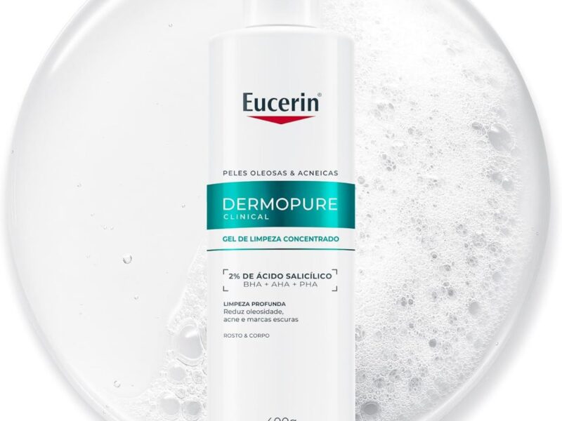 EUCERIN Gel de Limpeza Facial AntiAcne DermoPure Clinical Concentrado 400ml, Peles Oleosas e Acneicas