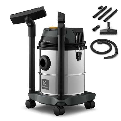 Electrolux Aspirador água pó função sopro compacto liquidos quimicos inox 1800W 12L total 8,5L util protetor termico GT12i 220V