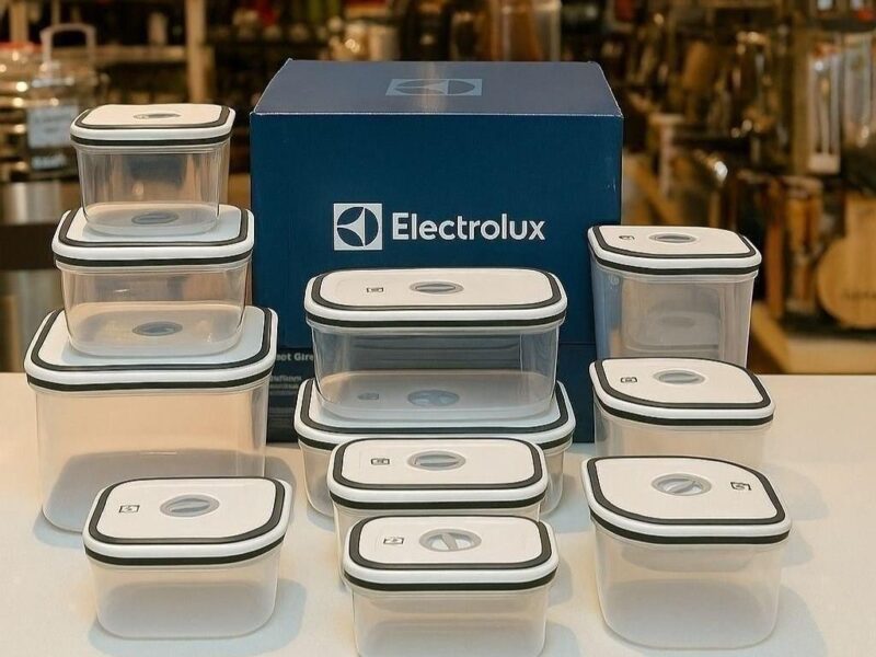 Electrolux Kit 12 Potes Herméticos de Plástico Retangulares, Multiuso, Vedação Silicone, BPA Free, Porta Mantimentos, Empilháveis
