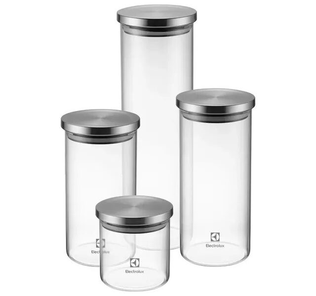 Electrolux Kit Potes Herméticos de Vidro com Tampa Inox 4 Unidades