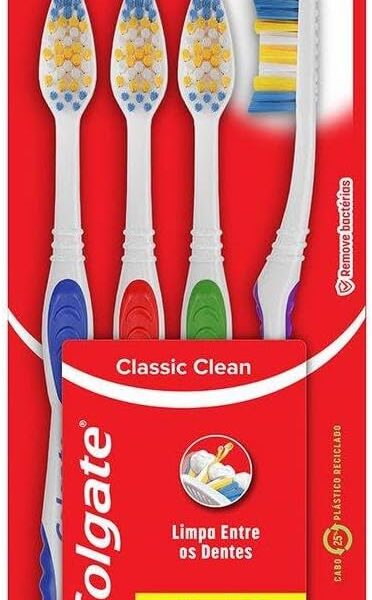 Escova de Dente Colgate Classic Clean Macia 4 unidades | Cores Sortidas