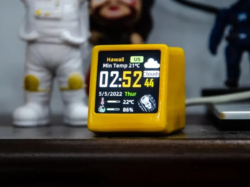 Estação de relógio digital meteorológica super legal mini WiFi com dispositivo de tela LCD IPS para decoração – AliExpress 15