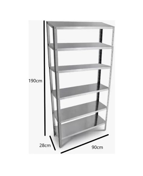 Estante Armário Prateleira de Aço 6 Bandejas Organizador Galvanizada Suporta 150kg 198cm x 90cm x 28cm