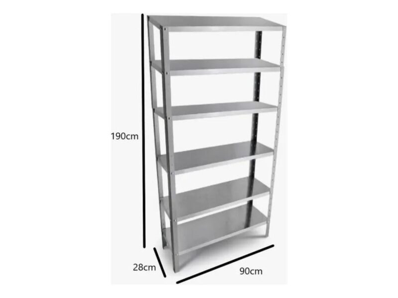 Estante Armário Prateleira de Aço 6 Bandejas Organizador Galvanizada Suporta 150kg 198cm x 90cm x 28cm
