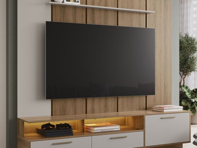 Estante para TV para TV Até 75 Polegadas Ravenna 1 Porta 2 Gavetas com Led – Art In Móveis