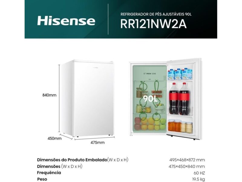 Frigobar Hisense 90 Litros Branco RR121NW2A – 220 Volts