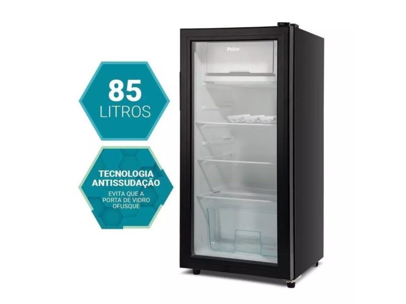 Frigobar Philco 85L Preto 7 Níveis de Temperatura PFG105PG