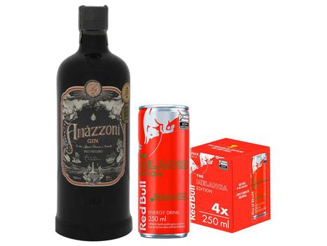 Gin Amázzoni Rio Negro 750ml + Bebida Energética – Red Bull Melancia 250ml 4 Unidades – Gin –