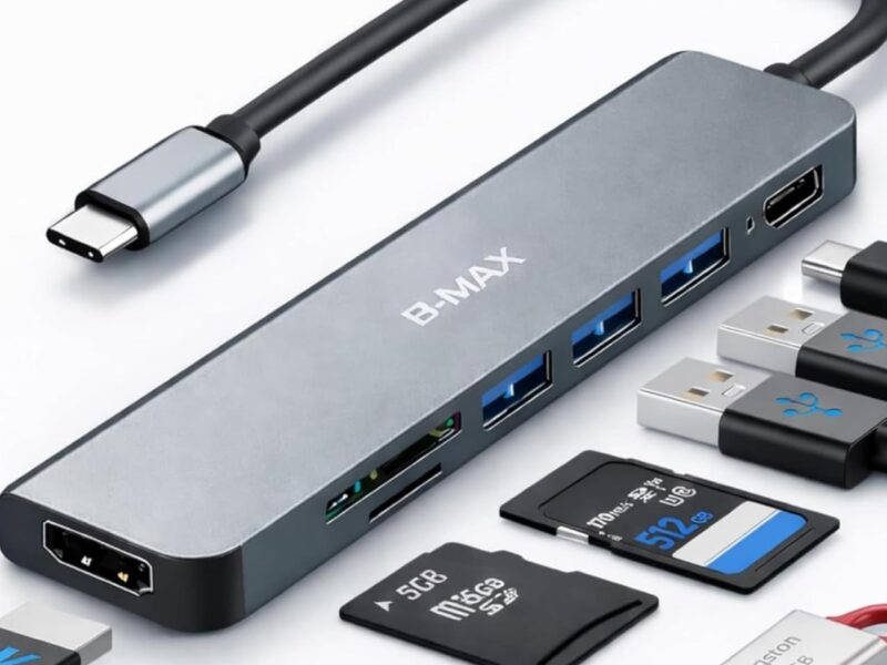 Hub USB-C 7 em 1 HDMI 4K, USB-C PD 100W, USB 3.0 Alta Velocidade, Leitor SD/TF – Adaptador Tipo C para MacBook, Notebook Windows e iPad