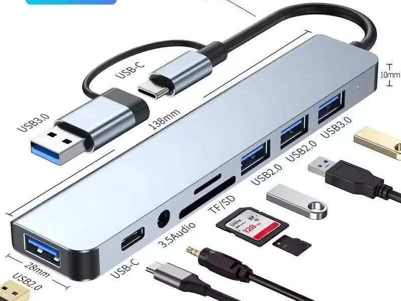 Hub USB Type C 8 Em 1 Com Leitor De Cartão Divisor 3.0 2.0 SD TF Docking Station BOMBOM na S por R$ 21,00