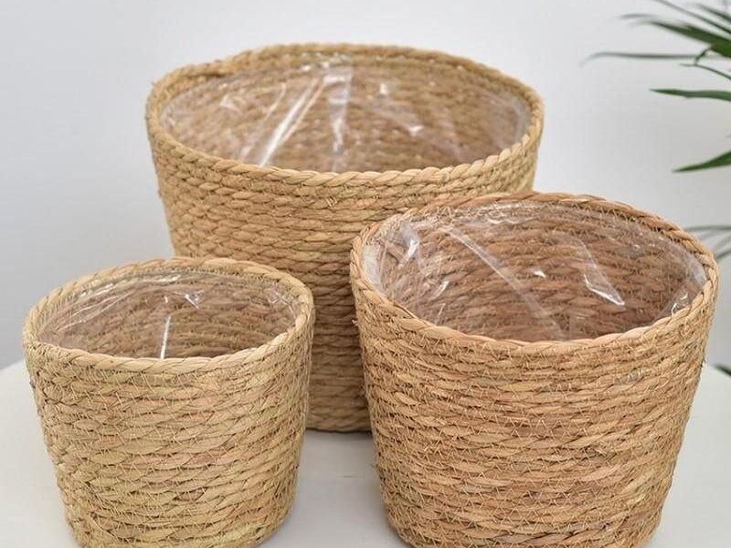 Imitação de vime cesta de flores vaso de flores vaso de flores decoração criativa para casa(Enviar imediatamente)