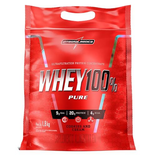 Integralmédica – Whey Protein Concentrado Cookies 100% Pure – 21g de Proteína por Scoop, Suplementação Alimentar Pós-Treino, Fórmula Enriquecida com BCAAs – Pouch 1,8kg