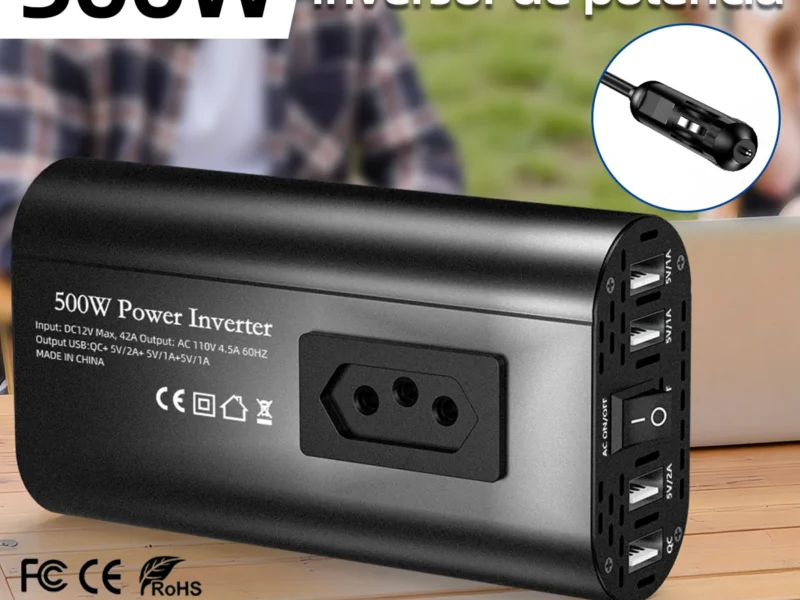 Inversor de tensão dupla de soquete brasileiro 500W, tomada portátil de 110V e 220V AC do carro de 12V, com portas USB – AliExpress 13