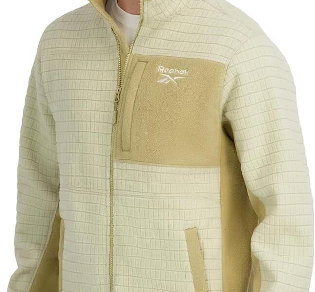 Jaqueta Mock Neck Zip-up Grid Polar Fleece Shell Jacket Reebokmasculino