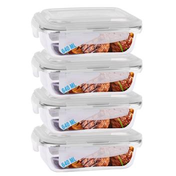 Jogo 4 Potes de Vidro Hermético Marmita Tampa 4 Travas 640ml – DONA LAURA – Pote –
