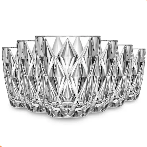 Jogo 6 Copos Diamond 300ml Vidro Grosso Diamante Luxo