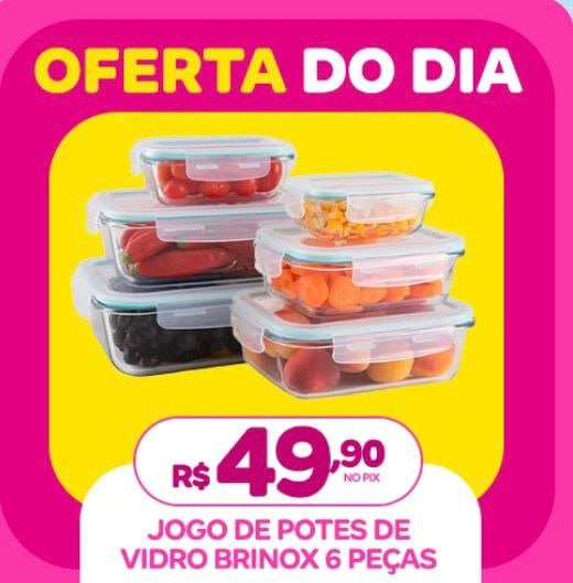 Jogo de Potes de Vidro Brinox com Tampa Retangular Lock & Stock 6 Peças – Pote –