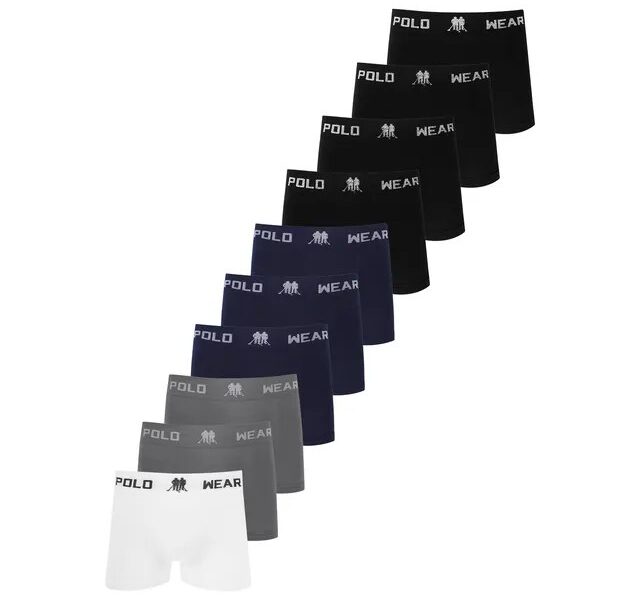 Kit 10 Cuecas Boxer Lisa Polo Wear Sortido