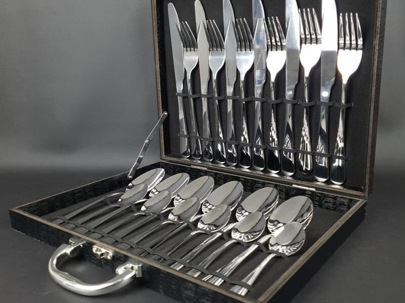 Kit 24 Faqueiro Prateada Talheres Luxo Premium Com Maleta