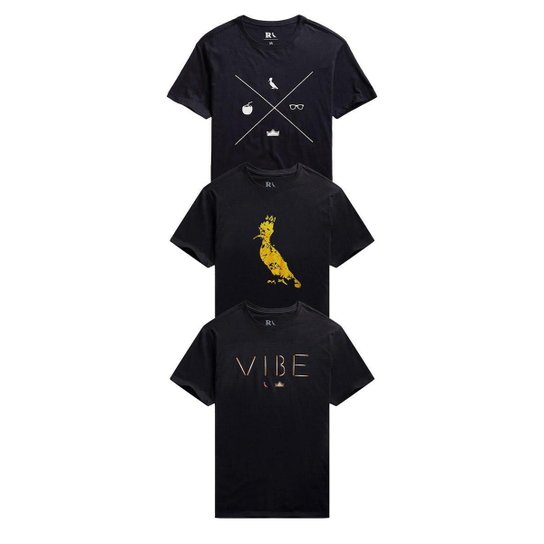 Kit 3 Camisetas Reserva íCone Thiaguinho – Preto | Netshoes