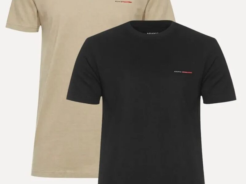 Kit Camisetas Aramis Estampa Assinatura Preta/cáqui