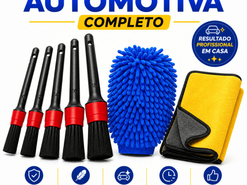 Kit Limpeza Automotiva Completo Pinceis Detalhamento Luva Microfibra Flanela Microfibra