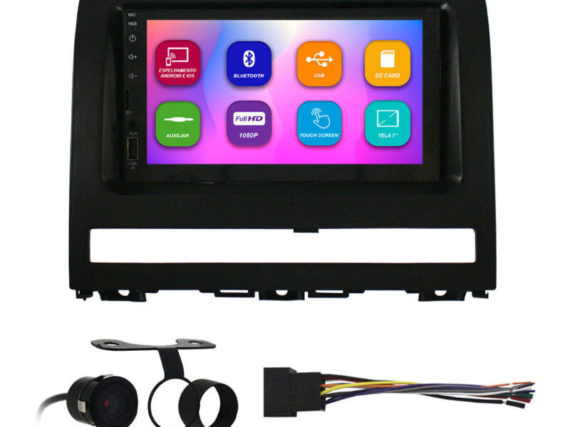 Kit Multimídia 7 Pol Palio 2003 04 A 2012 Weekend Strada Idea 2005 A 2012 Espelhamento Android Ios 2 Din Preto Camera Ré