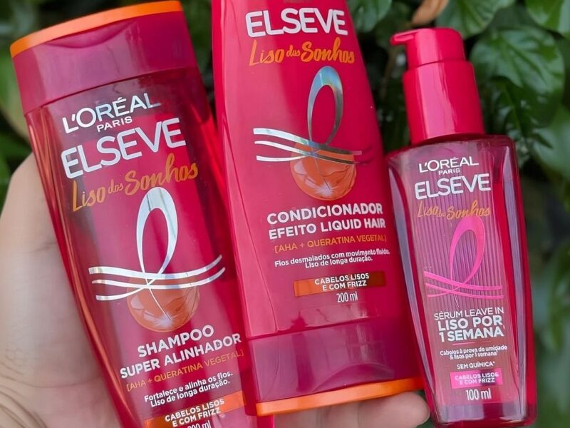 L’Oréal Paris Elseve Liso dos Sonhos Kit Shampoo, Condicionador e Sérum, com Tecnologia Ativada por Calor para um Liso por 1 Semana, Efeito Antifrizz e Barreira Protetora Contra Umidade