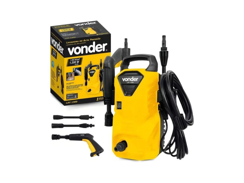 Lavadora de Alta Pressão Vonder LAV 1300 – 1300 Libras, Compacta, Potente, Ideal para Carros, Quintais e Limpezas Pesadas