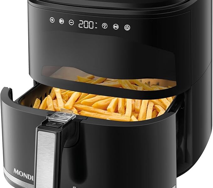 MONDIAL Fritadeira Sem Óleo Air Fryer Digital 5L, Preto, 2000W, 110V – AF-50-DV