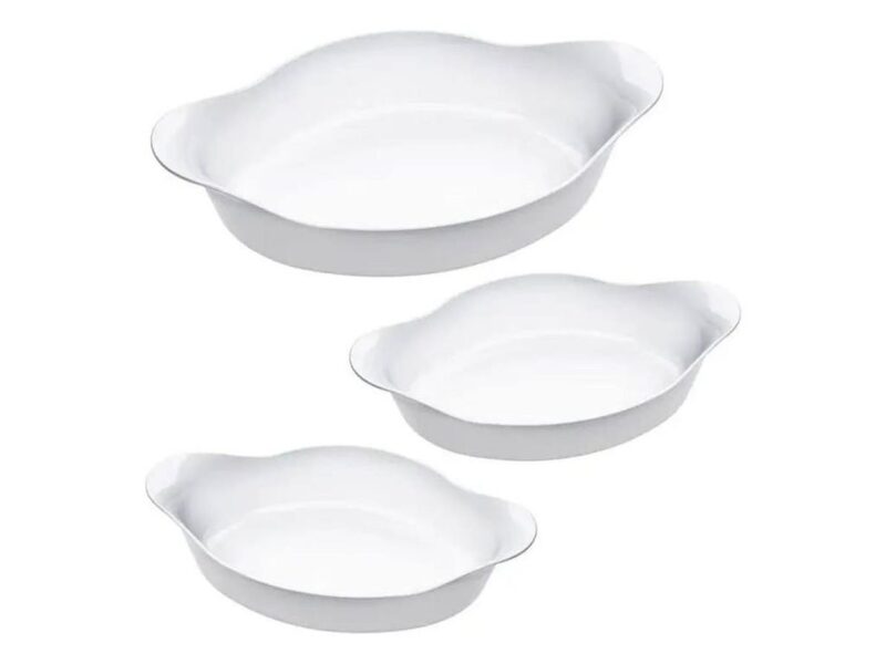 Marinex Conjunto de Assadeiras Oval Opaline 3 Peças Branco