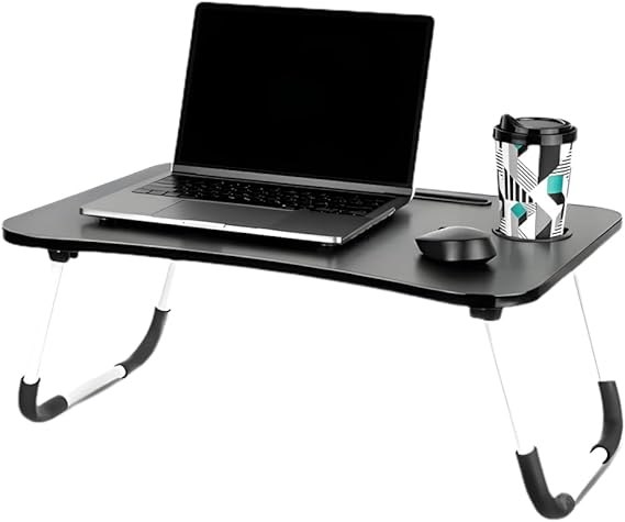 Mesa Para Notebook Portátil Articulada Mdf Grafite Suporte Para Laptop Dobrável Home Office Cama Porta Tablet (Preto)