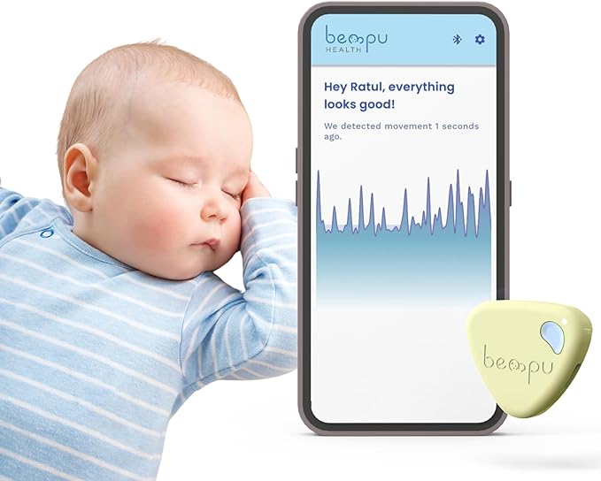 Monitor de bebê com respiração inteligente umbigo para um sono mais seguro com vibração suave, notificações de aplicativos, fácil de prender, portátil, materiais de grau médico e design não