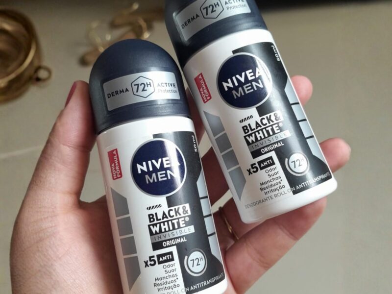 NIVEA MEN Desodorante Antitranspirante Roll On Invisible Black & White 50ml – Proteção prolongada de 48h, cuidado suave, ação antibacteriana, fórmula 5 em 1: anti-manchas, anti-odor