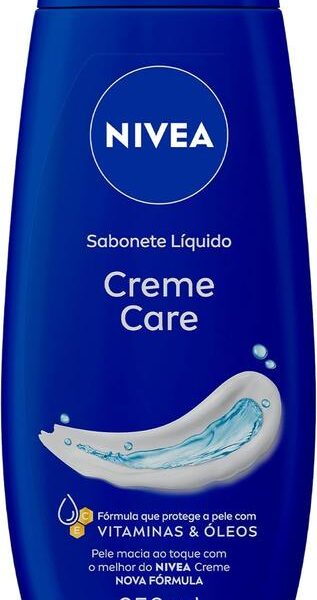 NIVEA Sabonete Líquido Creme Care 250ml, Limpeza Suave, Banho, Hidrata e Protege, Uso Diário, Todas as Peles