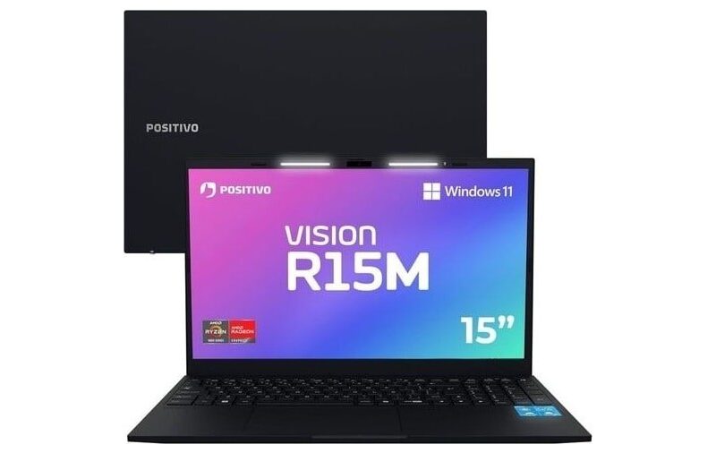Notebook Positivo Vision R15M AMD Ryzen 3-7330U Windows 11 16GB RAM 256GB SSD Wi-Fi 6 Tela 15” Full HD IPS Antirreflexo – Minitela – Permite upgrade de memória RAM e SSD – Preto