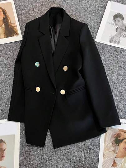 Nova Jaqueta Blazer Preta Personalizada para Mulheres no Outono, Elegante e Ensolarada, Adequada para Encontros, Festas, Casamentos e Comemorações, Também pode ser Usada como Casaco na Primavera, Dia dos Namorados, Praia e Aniversário