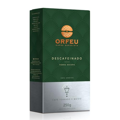 Orfeu Café Descafeinado Torrado e Moído, 100% Arabica, Torra Média, 250g